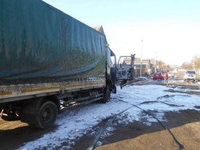 В Бобруйске горел грузовик