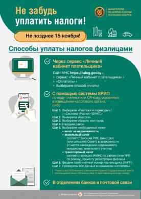 МНС напоминает: приближается срок уплаты имущественных налогов!